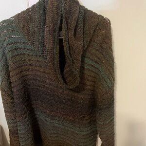 Elegant Earth-Toned Cowl Neck Sweater